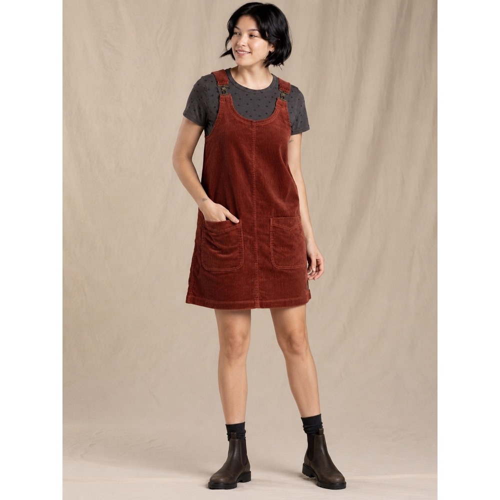 Toad&Co Savvy Corduroy Jumper Dress Rust Brown Organic Cotton Womens Medium